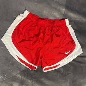 Nike Women's Red and White Athletic Shorts
